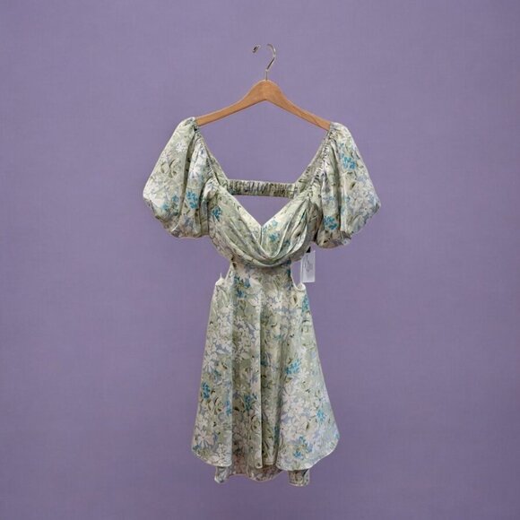 NWT ASTR THE LABEL | CLARITA DRESS | GREEN BLUE FLORAL - Picture 7 of 10